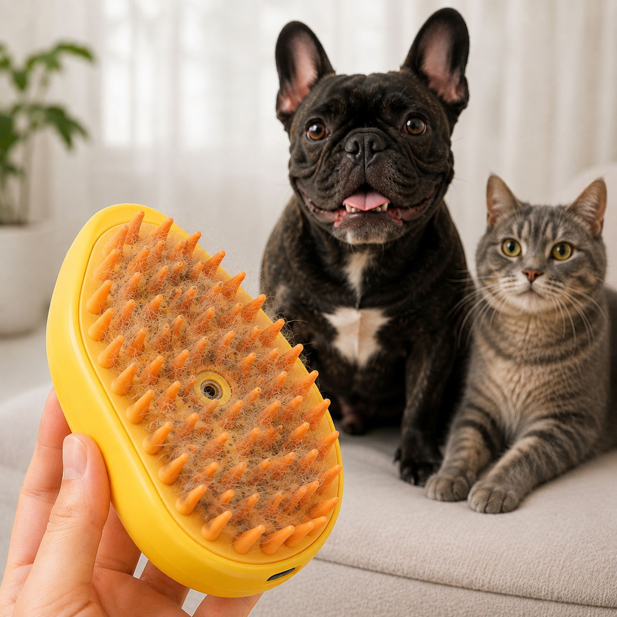 Cepillo Vapor 3 en 1 para Mascotas | Elimina Pelo y Masajea 🐾