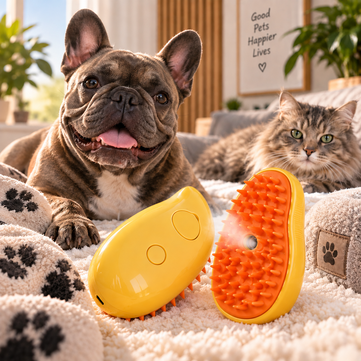 Cepillo Vapor 3 en 1 para Mascotas | Elimina Pelo y Masajea 🐾